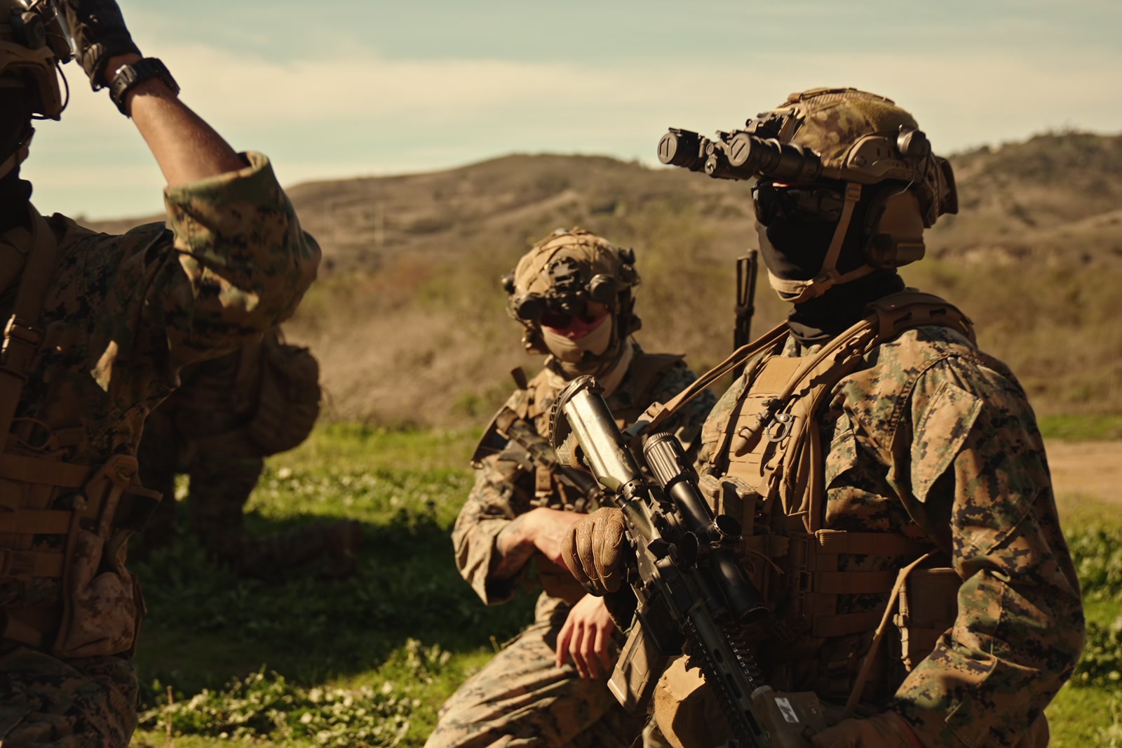 Marines training outdoors in the 2/5 Infantry film